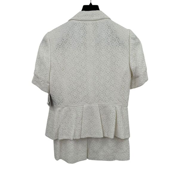 Nine West Pencil skirt Suit Size 10 2pc White Lace Short Sleeve Tea Wedding - Picture 2 of 11